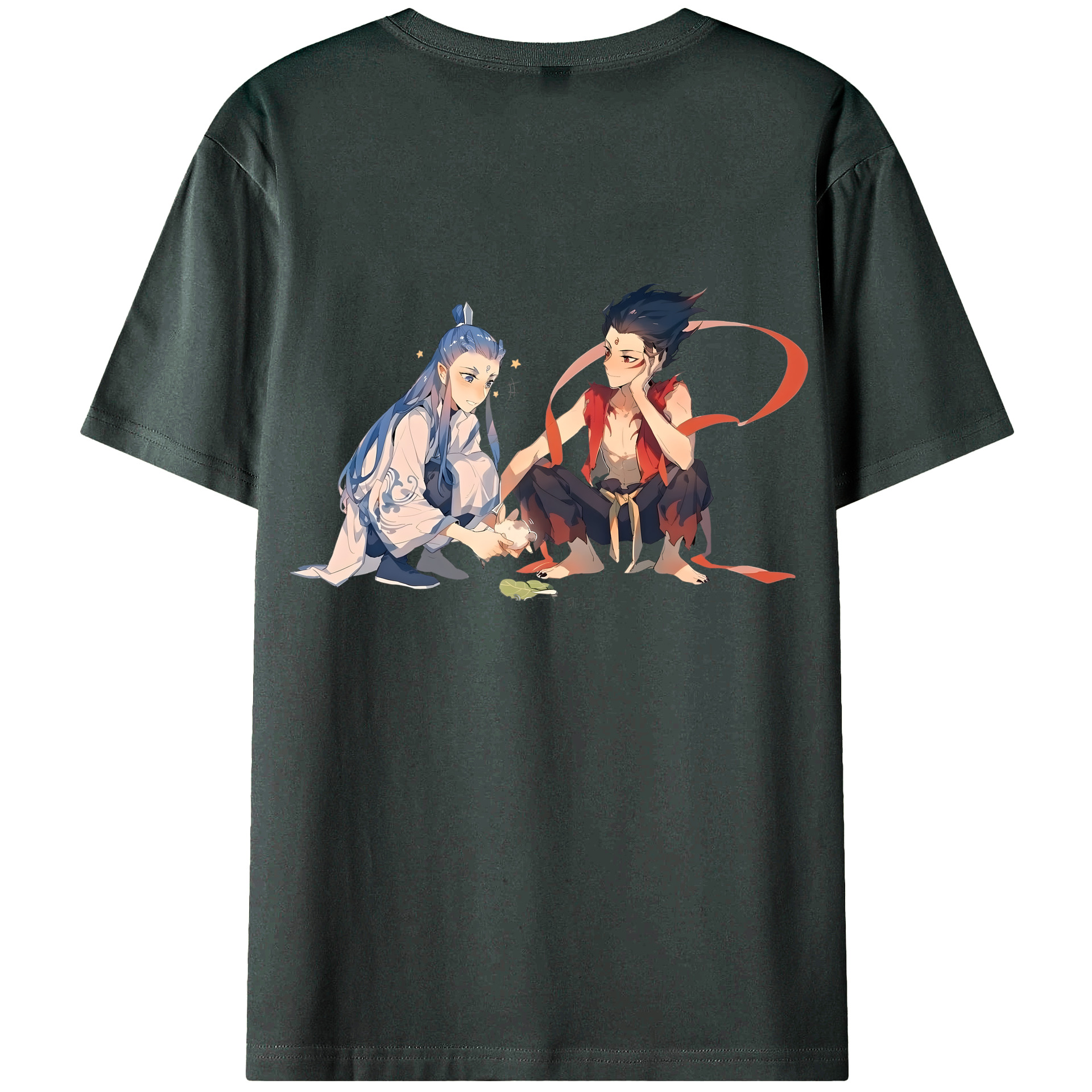 （画像用） Ne Zha 2 ナタ 魔童の大暴れ 綿100％ メンズ半袖Tシャツ（バックプリント） 通気性